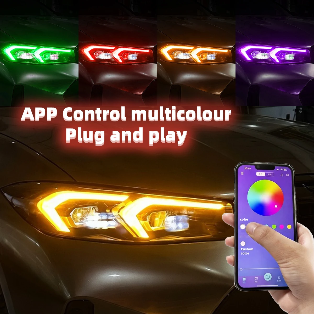 

For BMW 3 Series G20 G21 2023-Up RGB LED DRL APP Color Control Plug and Play Daytime Running Light