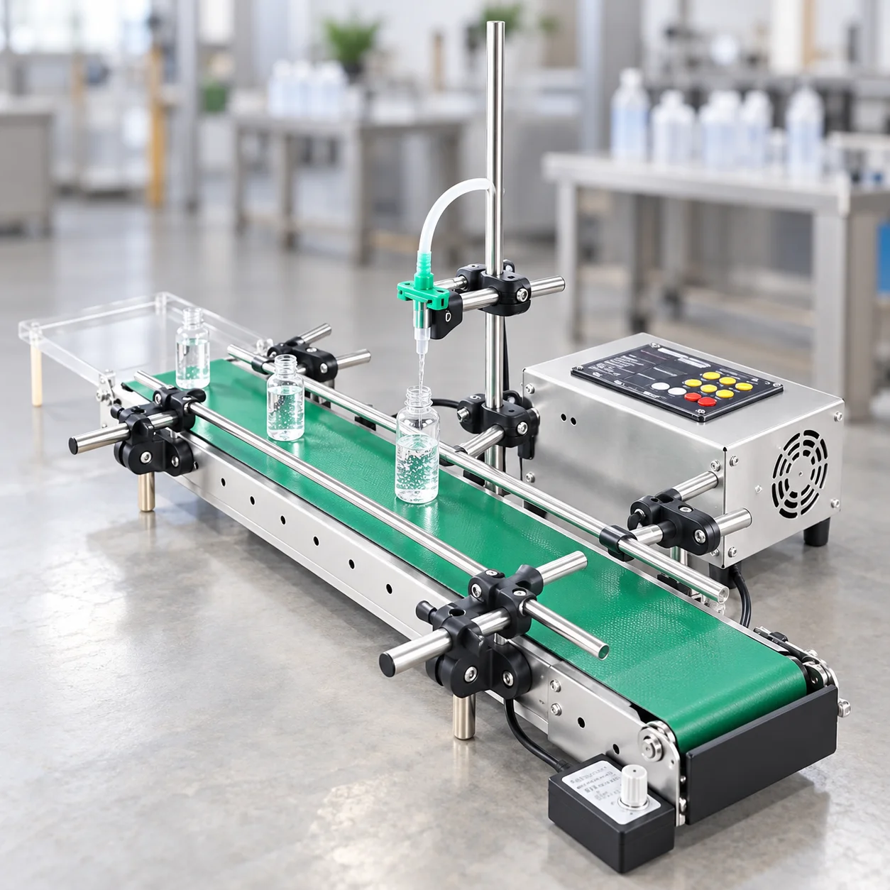 ZONESUN Liquid Filling Machine Smart Small Automatic Peristaltic Pump Bottle Filler With Conveyor Belt ZS-DTPP100C