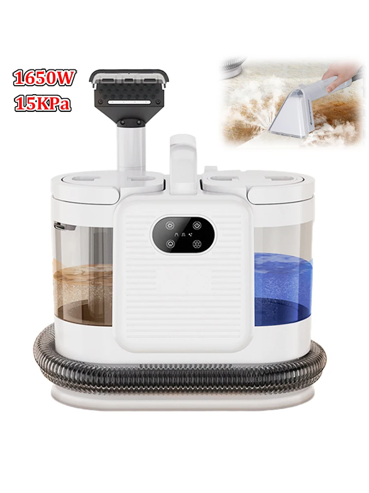 Odkurzacz parowy 1650W 15KPa z funkcją czyszczenia plam, szczotką natryskową i odsysaniem, zintegrowany czyścik do dywanów, samochodów, sof i łóżek. — 2