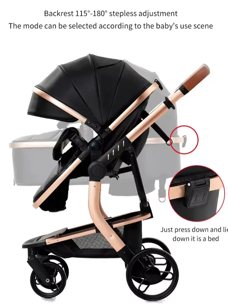 3-in-1 Kinderwagen mit Autositz, Luxus-Babywagen, Reisesystem, faltbarer, umkehrbarer Kinderwagen, tragbarer Kinderwagen, Babytragetasche, Babybett für Neugeborene und Kleinkinder, sitz- und