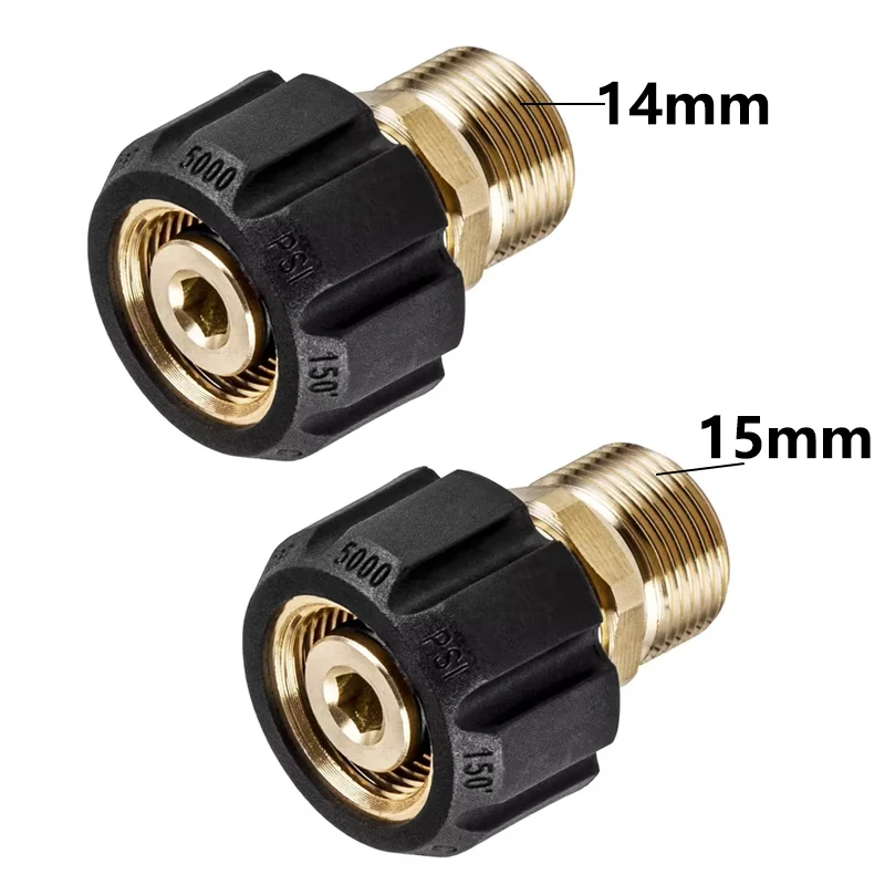 M22 14mm Male Fitting Pressure Washer Adapter M22 15mm Female to Quick Connect to Power Washer Coupler Accessories for Hose/Gun