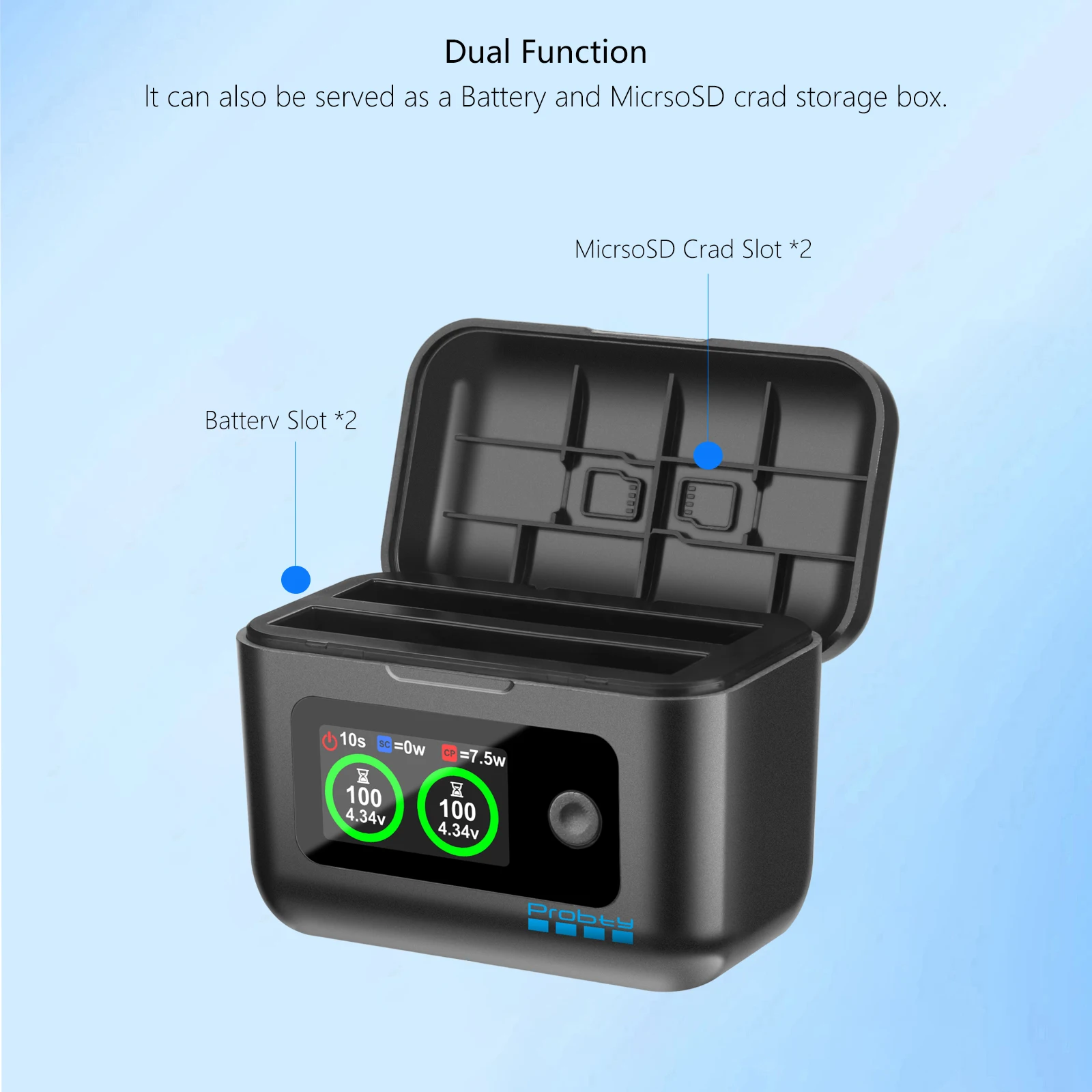 Probty für Insta360 X4 Air Akku-Schnellladebox X4 Air Ladegerät mit LCD-Display Zubehör – Detail 6