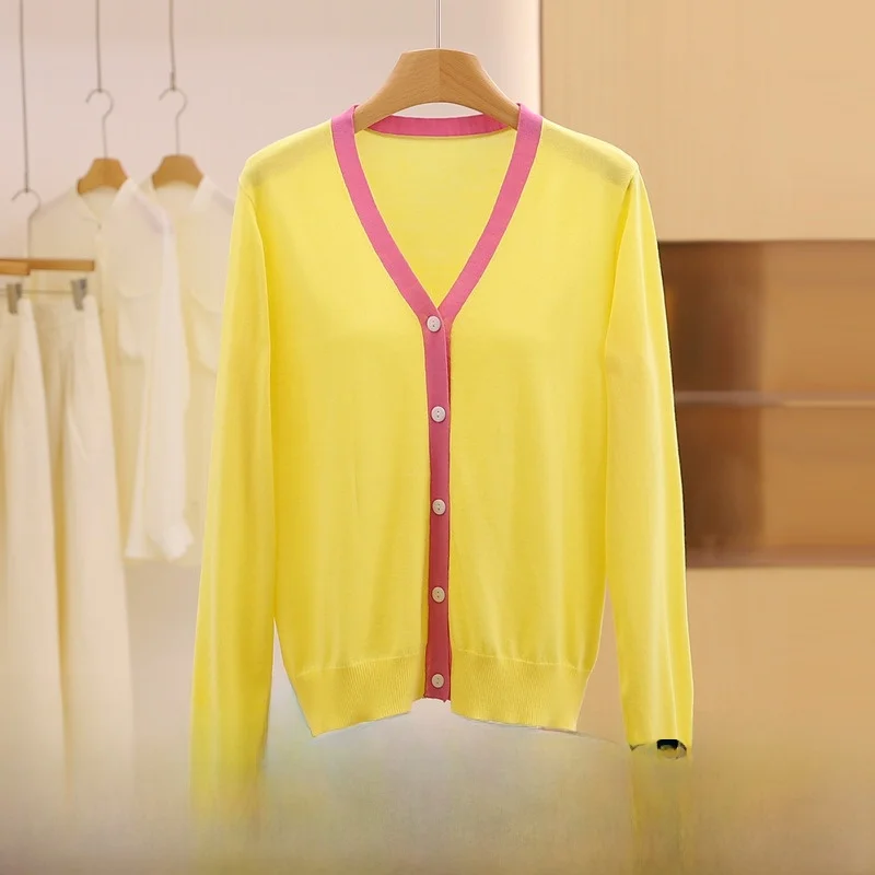 

Color Blo V Ne Loose Knitted Cardigan Autumn Wear Casual Age Defng Meat Concealing 2025 New Brand Women's Faion