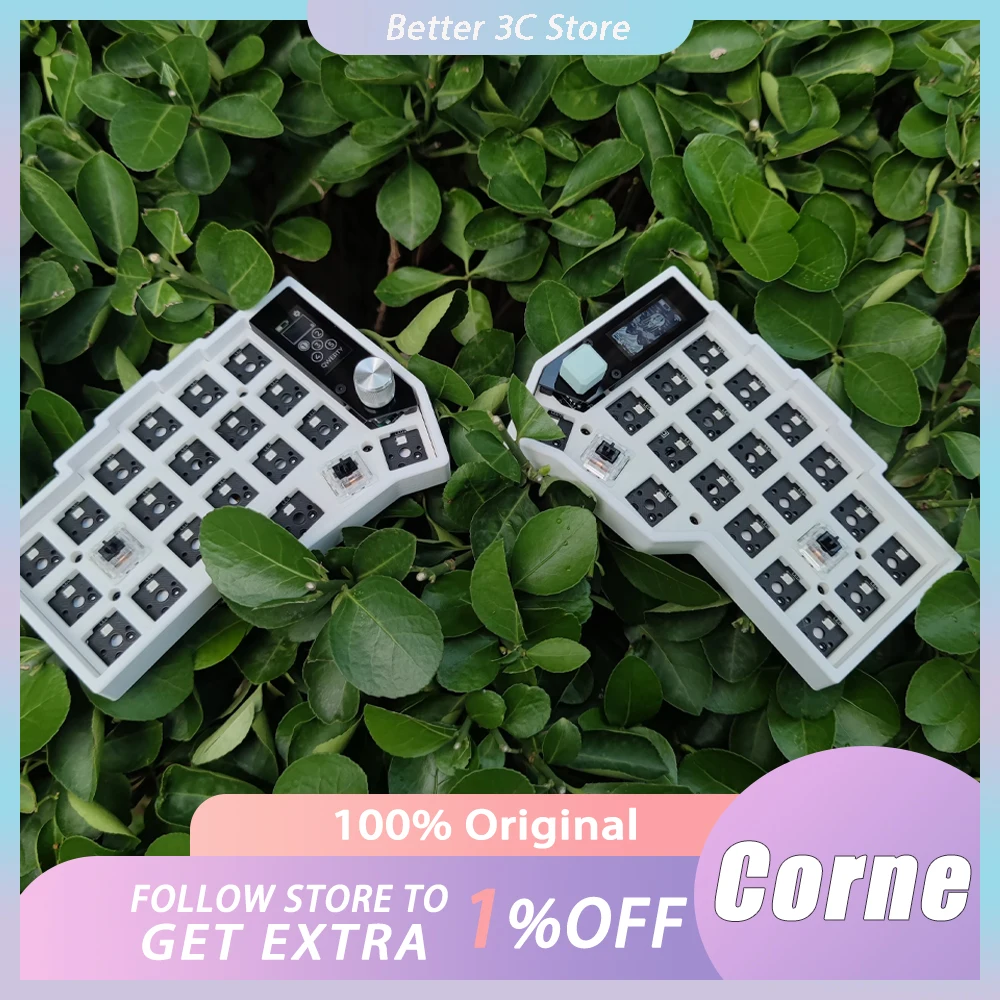 

Corne Split Keyboard Kit With Knob Wireless Pcb Screen Rgb Hot Swap Customized Mechanical Keyboard Kit For Zmk No Switch Keycap