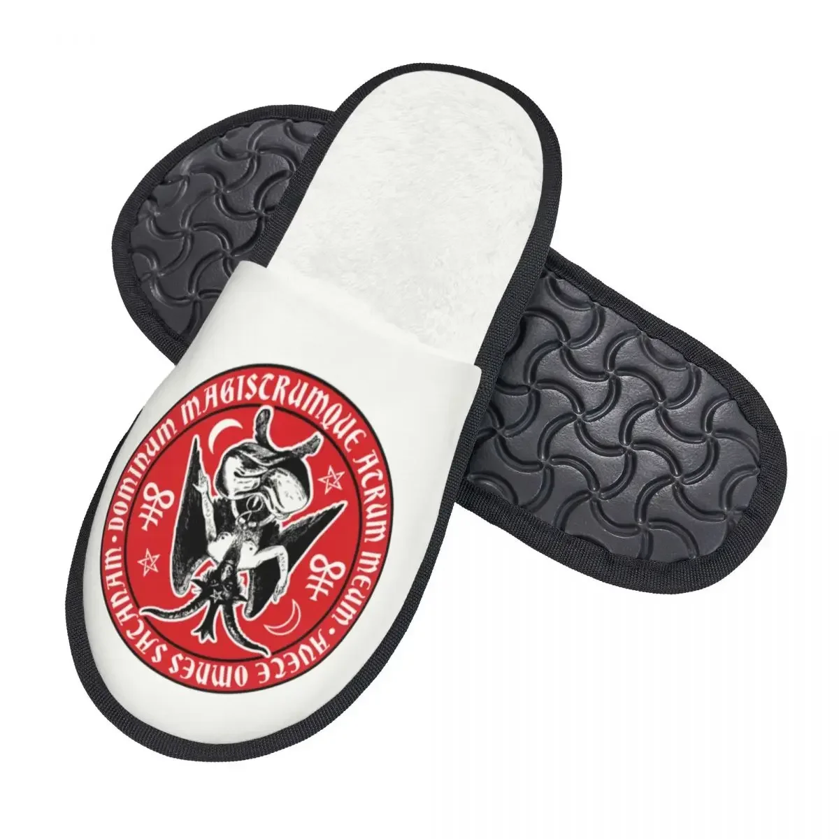 Baphomet Crosses Comfort Scuff Memory Foam Slippers Women Devil Hail Satan Spa House Shoes