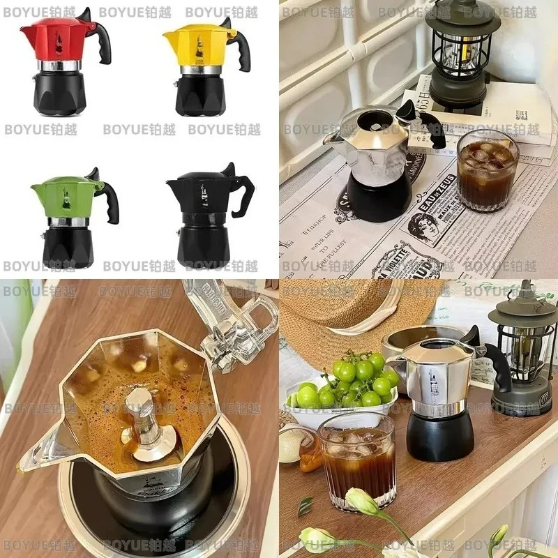 Italian Moka Pot Double Valve Stovetop Espresso Maker Aluminum Coffee Percolator Manual Brew Household Kitchen Gadget Classic