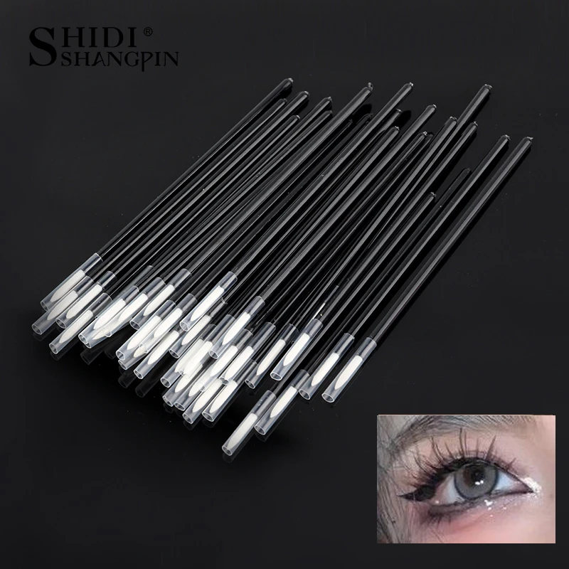 50 pçs borda reutilizável delineador escova sobrancelha escova contorno pincéis da arte do prego descartável sombra escova beleza eyeline maquiagem ferramentas
