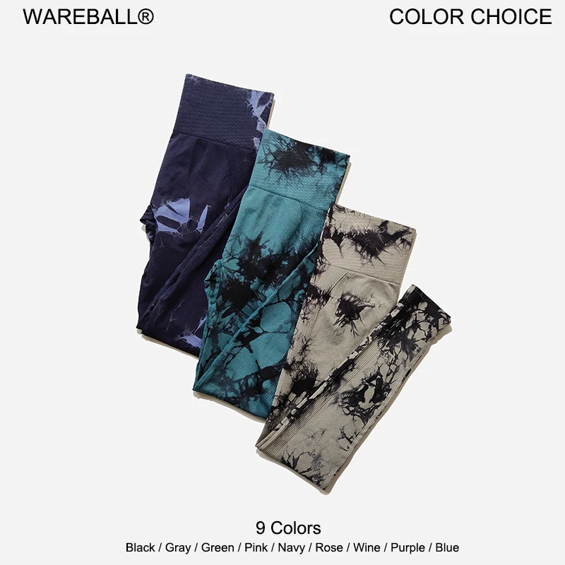 WAREBALL New Tie Dye Yoga Pants Gym Leggings Women Seamless High Waist Push Up Sport Tights Fitness Workout Leggins