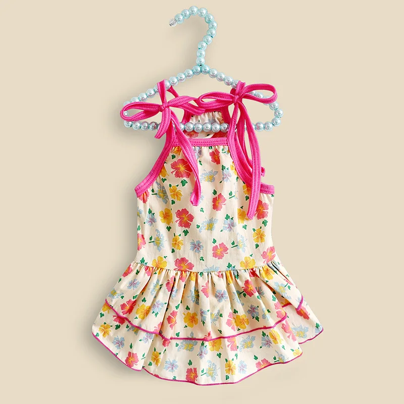 

Dog Clothes Dress for Spring Summer - Cute Cat Dog Floral Vintage Boho Skirt, Breathable Lightweight Puppy Kitten Clothes