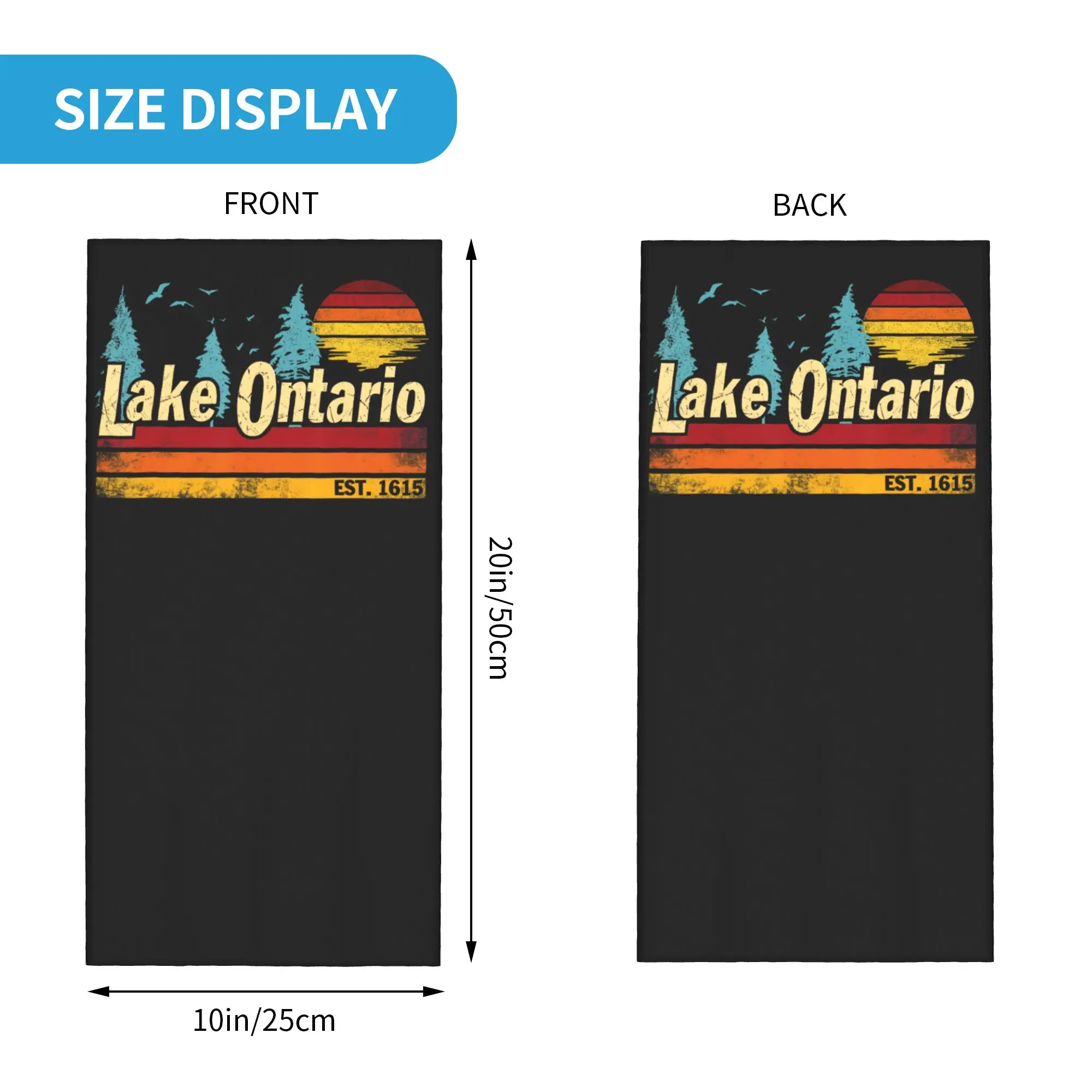 Lake Ontario Vintage Sunset Bandana Neck Cover Print Great Lakes Balaclavas Wrap Scarf Multifunctional Headwear Men Women Adult