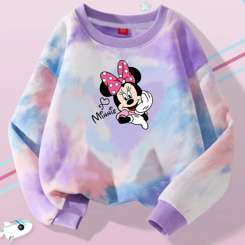 Mickey Minnie Mouse Children T-shirt Long-sleeved Tops Kids Bottoming Shirt Crewneck Girl Clothes Sweatshirt Pullover Blouse