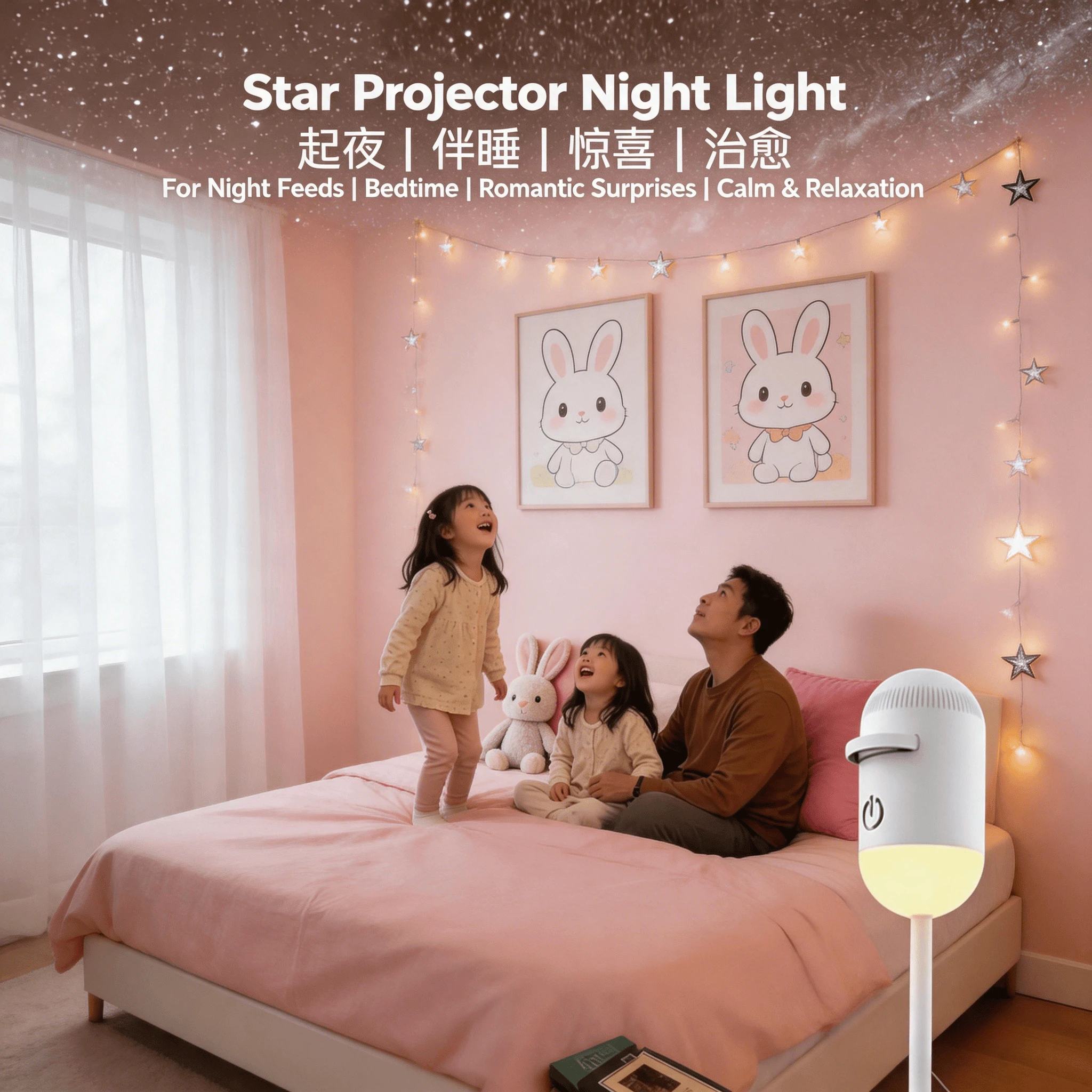 

Dual-Use HD Star Projector Night Light - USB Powered Galaxy Lamp for Car Interior & Bedroom Decor