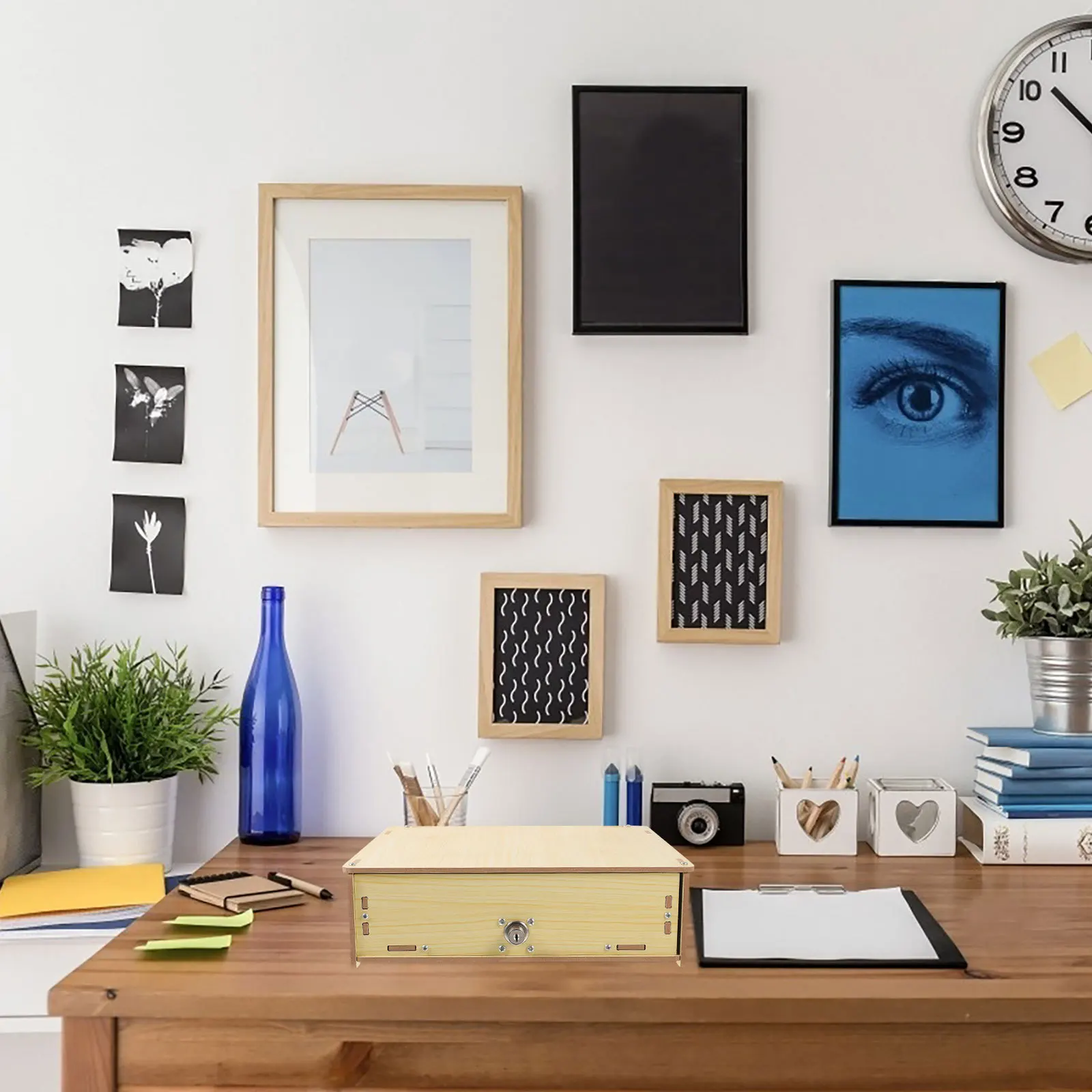 درج النقود الخشبي صينية متعددة الوظائف ماكينة تسجيل المدفوعات النقدية إدراج صينية المال المنظم تخزين متعدد المقصورات لملاحظات العملات المعدنية #5