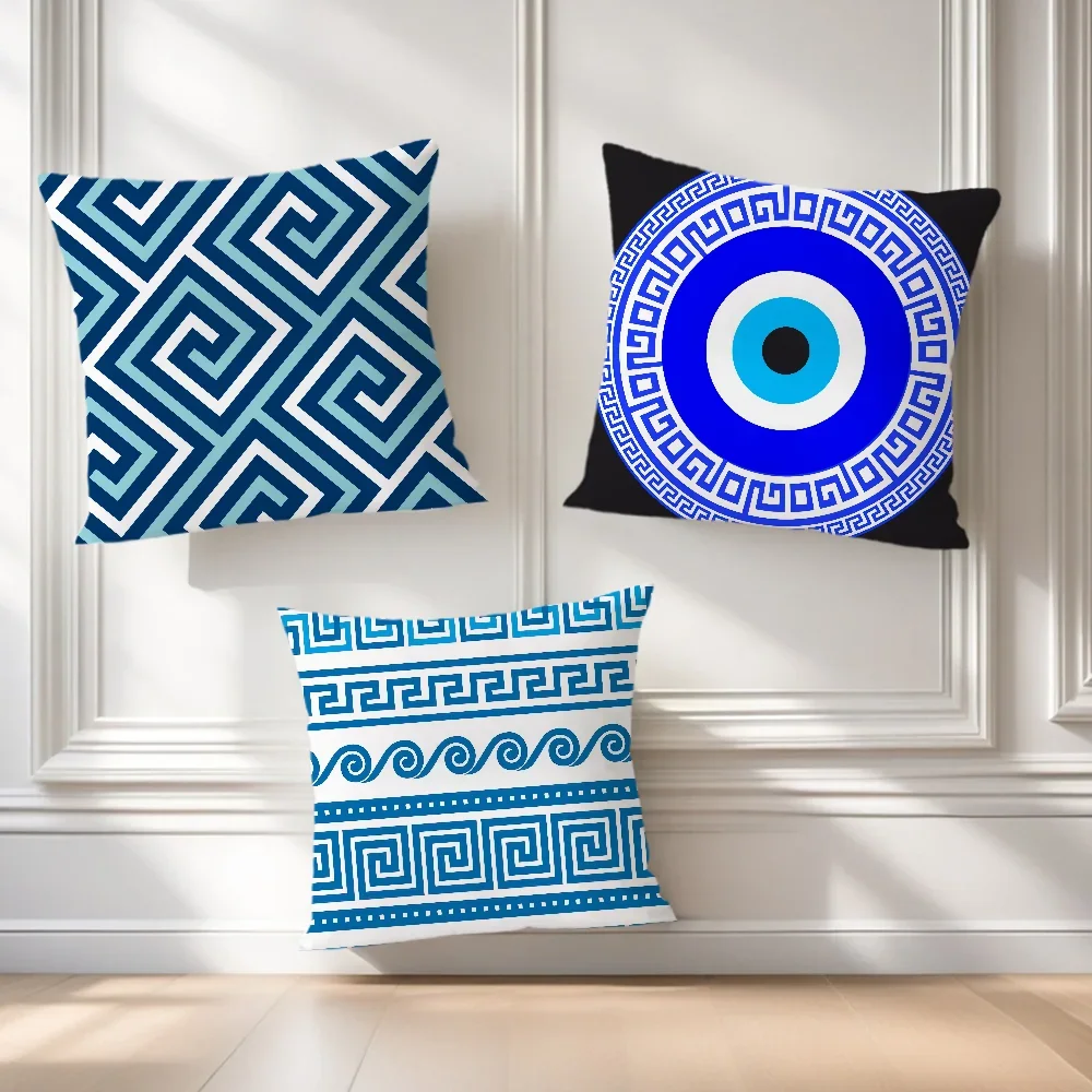 Soft Comfortable Pattern Pillow Case Design for Sofa Living Room Home Key The Office Decor Greek Protective Covers