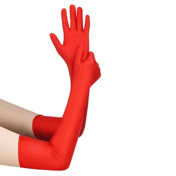 Vrouwen Hoge Elastische Spandex Elleboog Zonbescherming Handschoenen Feest Nachtclub Bruiloft Prestaties Zwart/Wit/Rood Lange Handschoenen 52cm