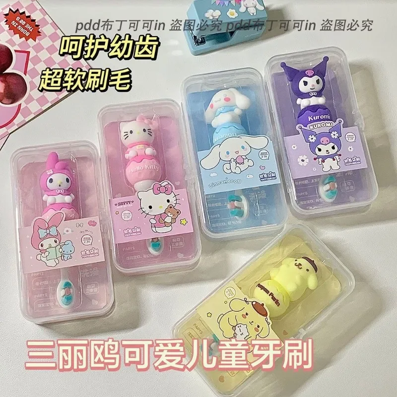 

Sanrio Hello Kitty Cinnamoroll Anime Kawaii Soft-bristle Toothbrush Cute Cartoon My Melody Kuromi Teeth Brush Gifts for Kids