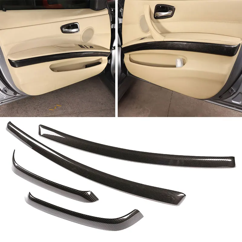 For BMW 3 Series E90 2005 2006 2007 2008 2009 2010 2011 2012 Carbon Fiber Texture Interior Door Armrest Side Strips Trim Cover