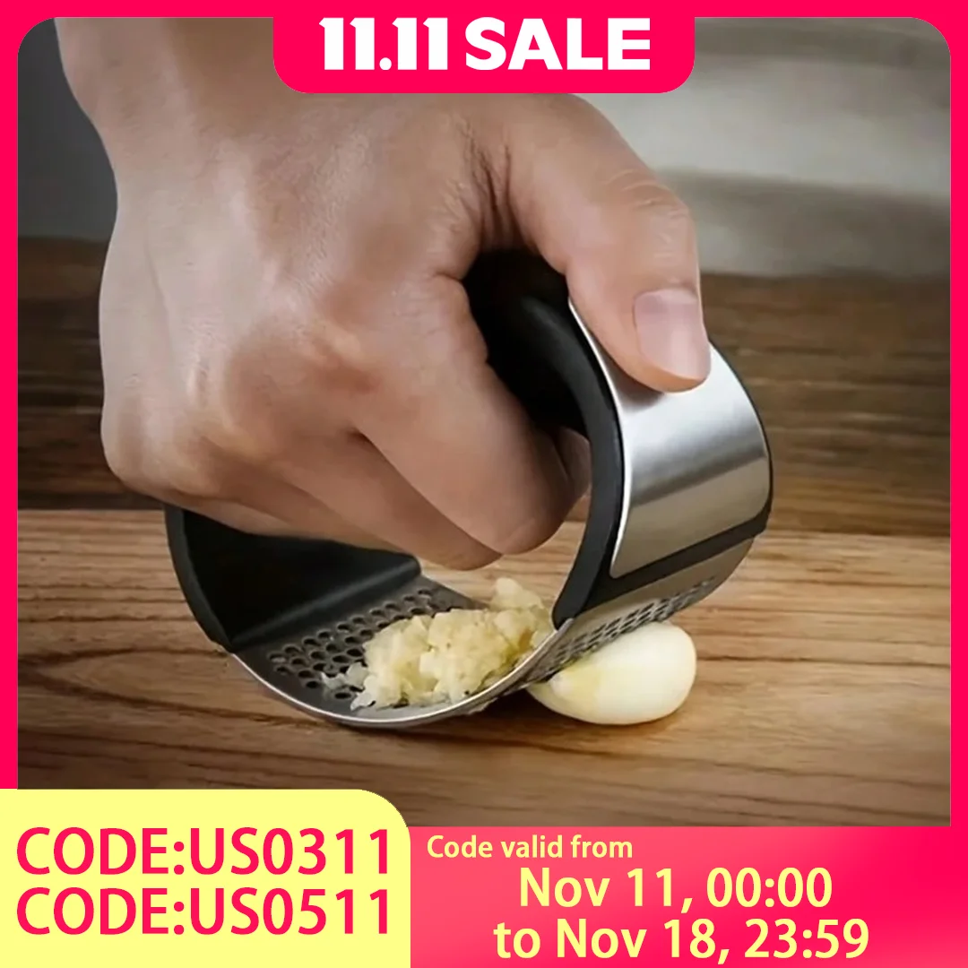 

Ручной пресс для чеснока, измельчитель чеснока и пюре из нержавеющей стали с эргономичной ручкой, удобная очистка конструкция для квартир