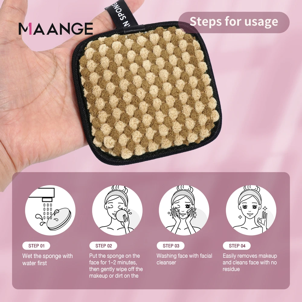 Microfiber Square Makeup Remover Sponge Double Layer Face Cleansing Towel Cloth Pads Washable Reusable Foundation Puff Wipe Tool