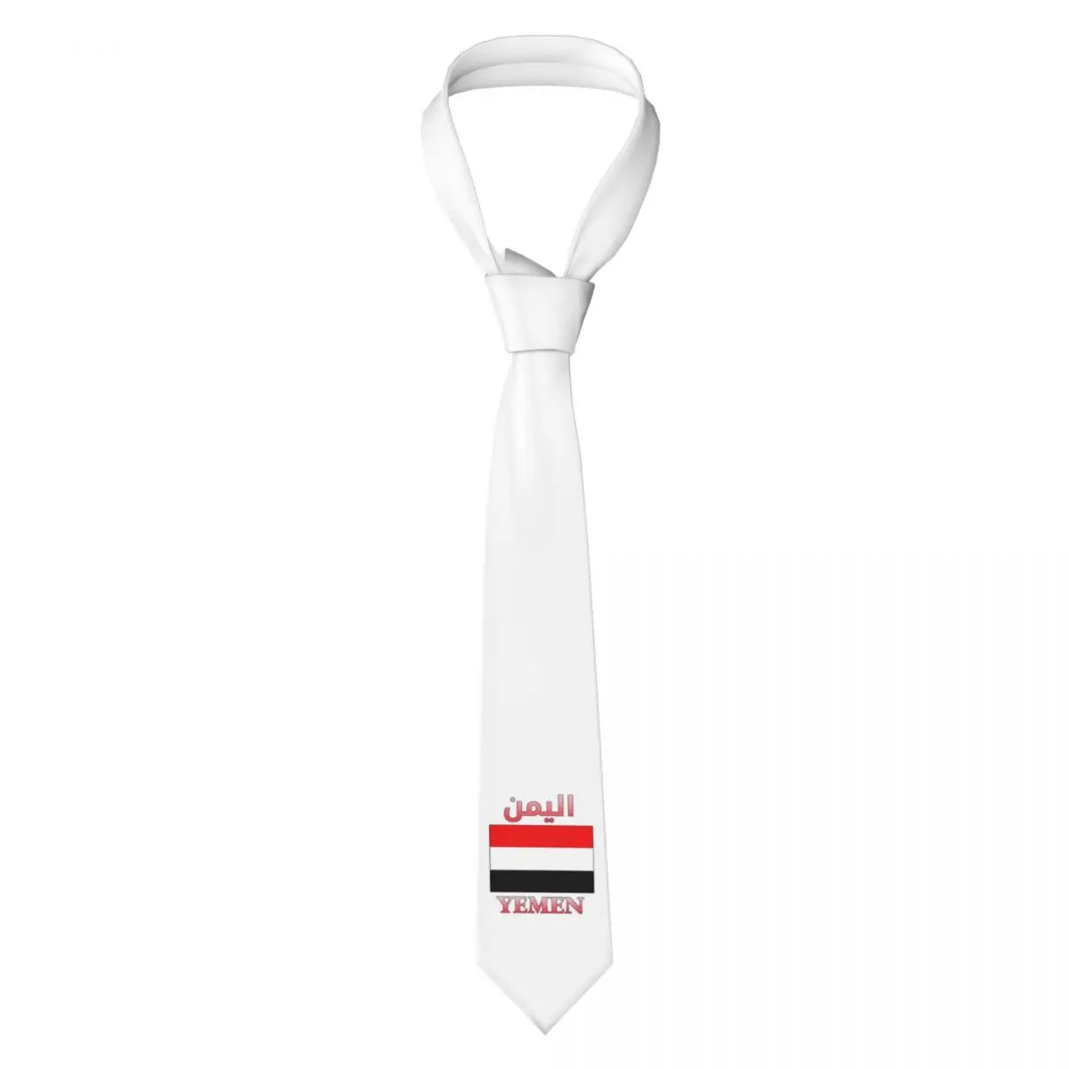 Yemen Flag Arabic And English WordArt Cool Necktie for Men Silk Polyester 8 cm Neck Ties Wedding Accessories Tie Casual Gravatas