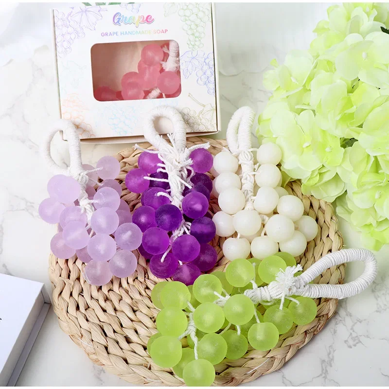 

Facial Cleansing Grape Knot Soap Handmade Grape Shaped Soap Fruit Grape Aroma Oil Soap Foam Cleaner