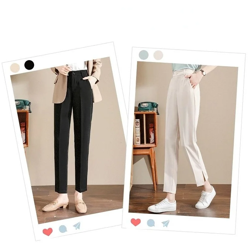 Clothing Work Womens Pants Tailoring Trousers Woman Pencil Office with Pockets Solid Harem Elastic Cotton High Quality Slacks G