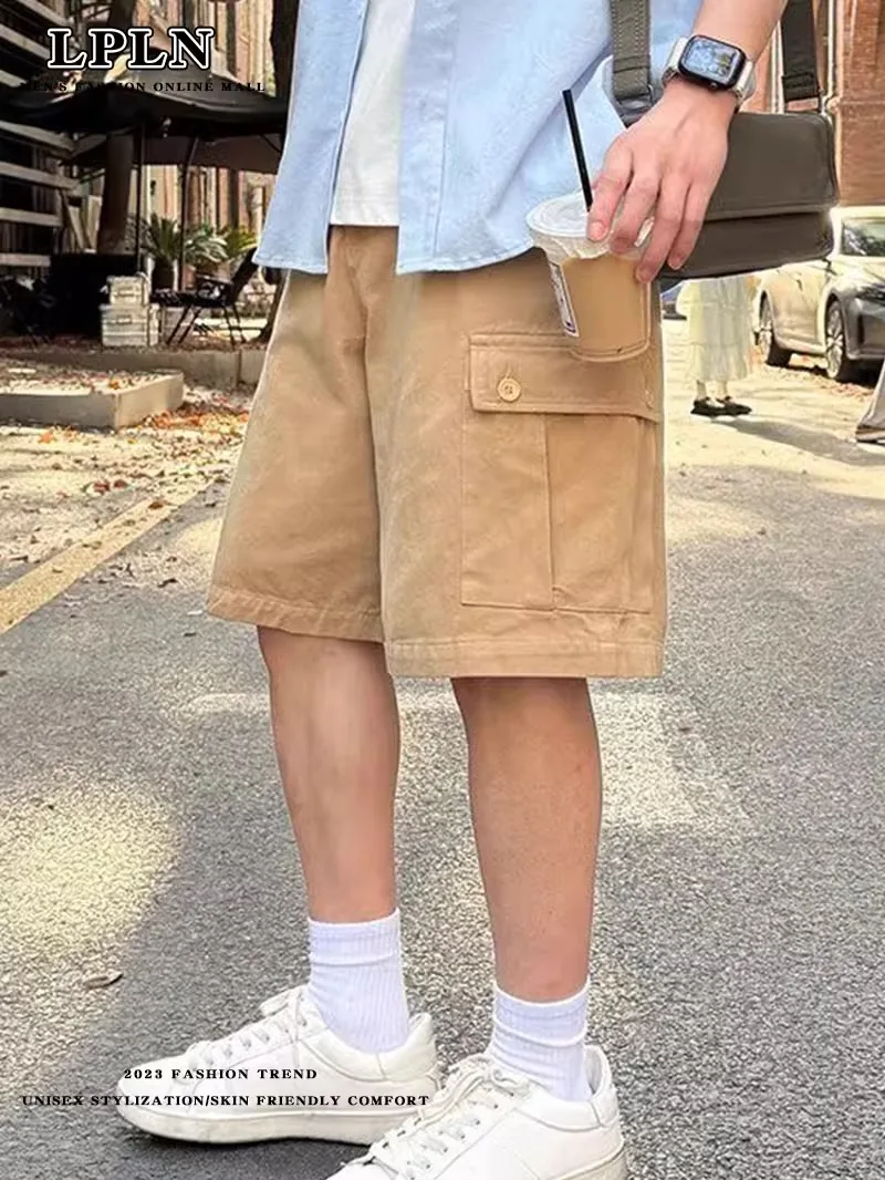 

Новые летние мужские брюки-карго с пятью карманами, свободного кроя, тонкие, прямые, повседневные, модные, из полиэстера, для подростков