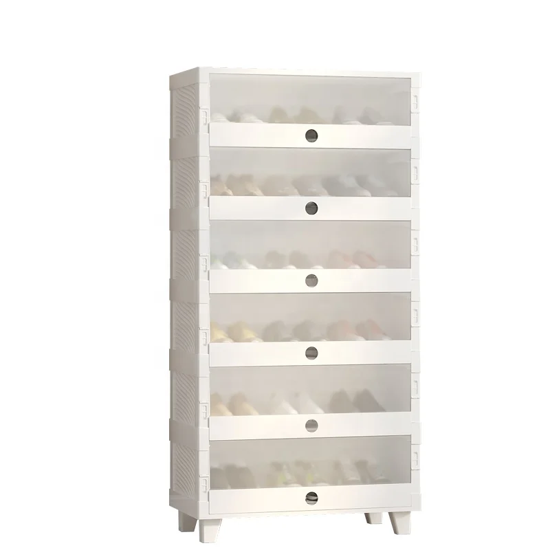 

6 Layers Plastic Shoe Rack Foldable Shoe Cabinet With Large Capacity Shoe Display Rack Stand Shelves