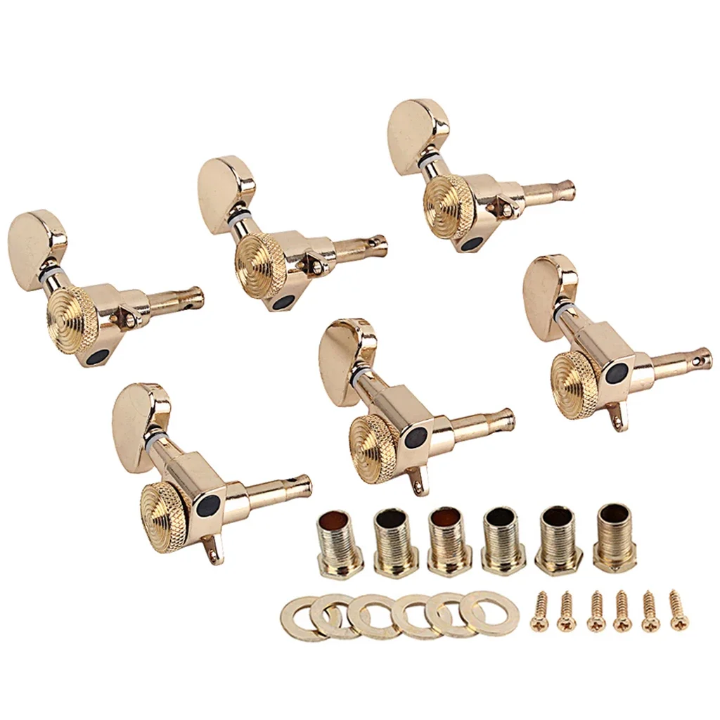 A Set 6 Pcs Gold Locked String Tuning Pegs key Tuners Machine Heads For Acoustic Electric Guitar Lock Schaller Style