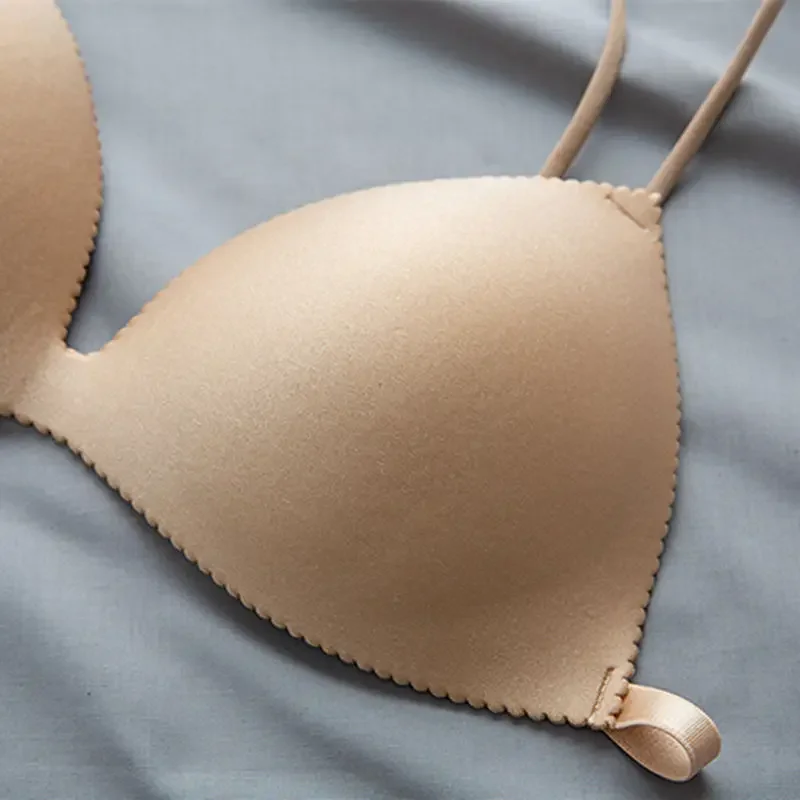 Soutien-gorge français à bretelles fines pour filles, lingerie sexy, sans couture, une pièce