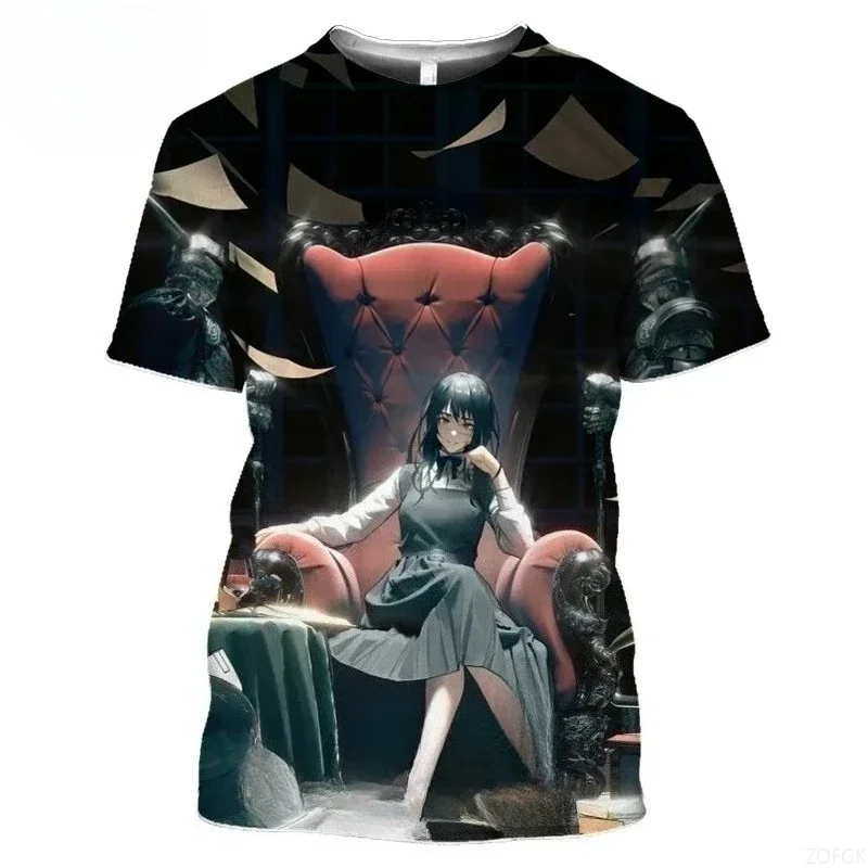 

Summer Japanese Anime Chainsaw Men 3D Printed Character T-shirt Loose Round Neck Short Sleeved Oversized Loose Top
