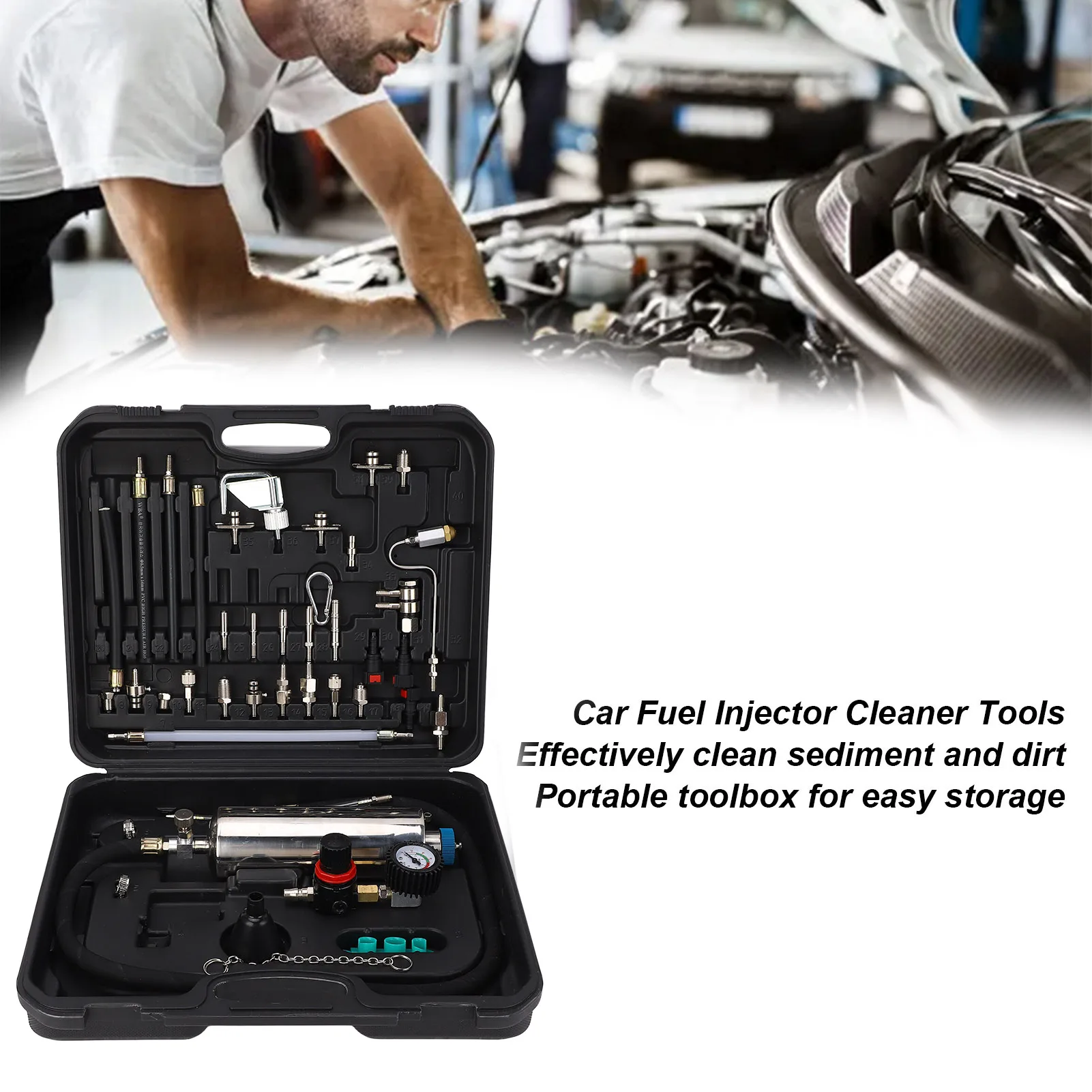 

Car Fuel System Cleaner Kit Automotive Injection Nozzle Throttle Hanging Bottle Cleaning Tool Set