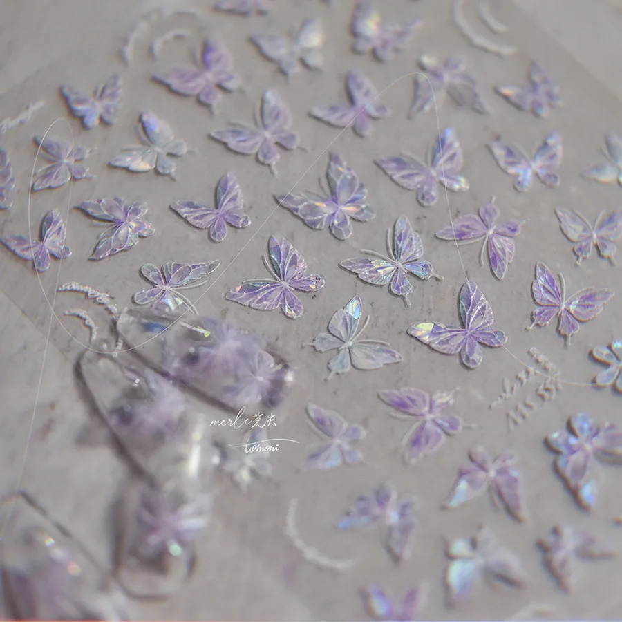 Adesivi per ciondoli per unghie con farfalla leggera a conchiglia Adesivi per decorazioni artistiche per unghie autoadesive con farfalla retrò Decalcomanie per unghie giapponesi fai da te