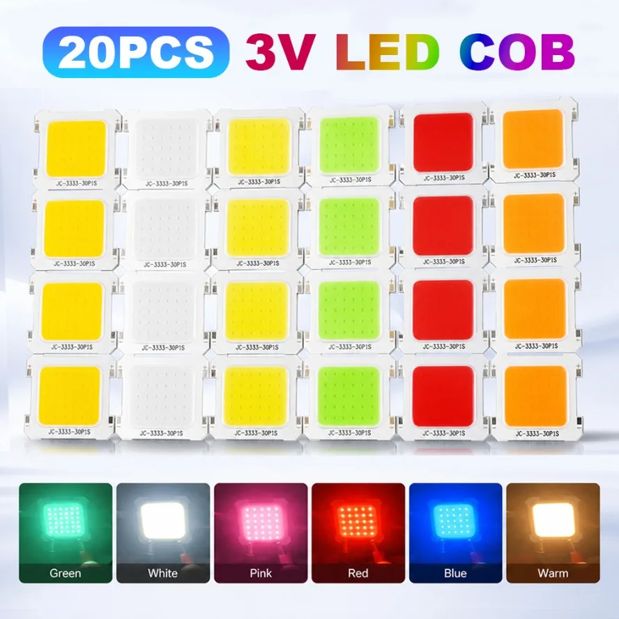 20PCS/lot 3V LED COB 6 Light ColorsInte Grated Chip Atmosphere Lighting DIY Decor Spotlight Tube Camping Light Bulb Accessories