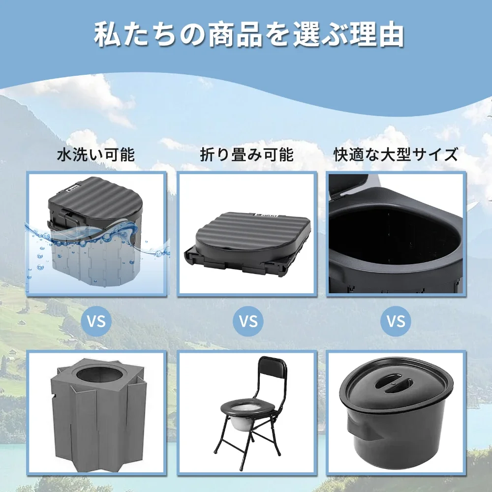 Portable Folding Toilet Emergency Toilet Car Folding Toilets Foldable Washable Camping Toilet Travel Bucket Seat