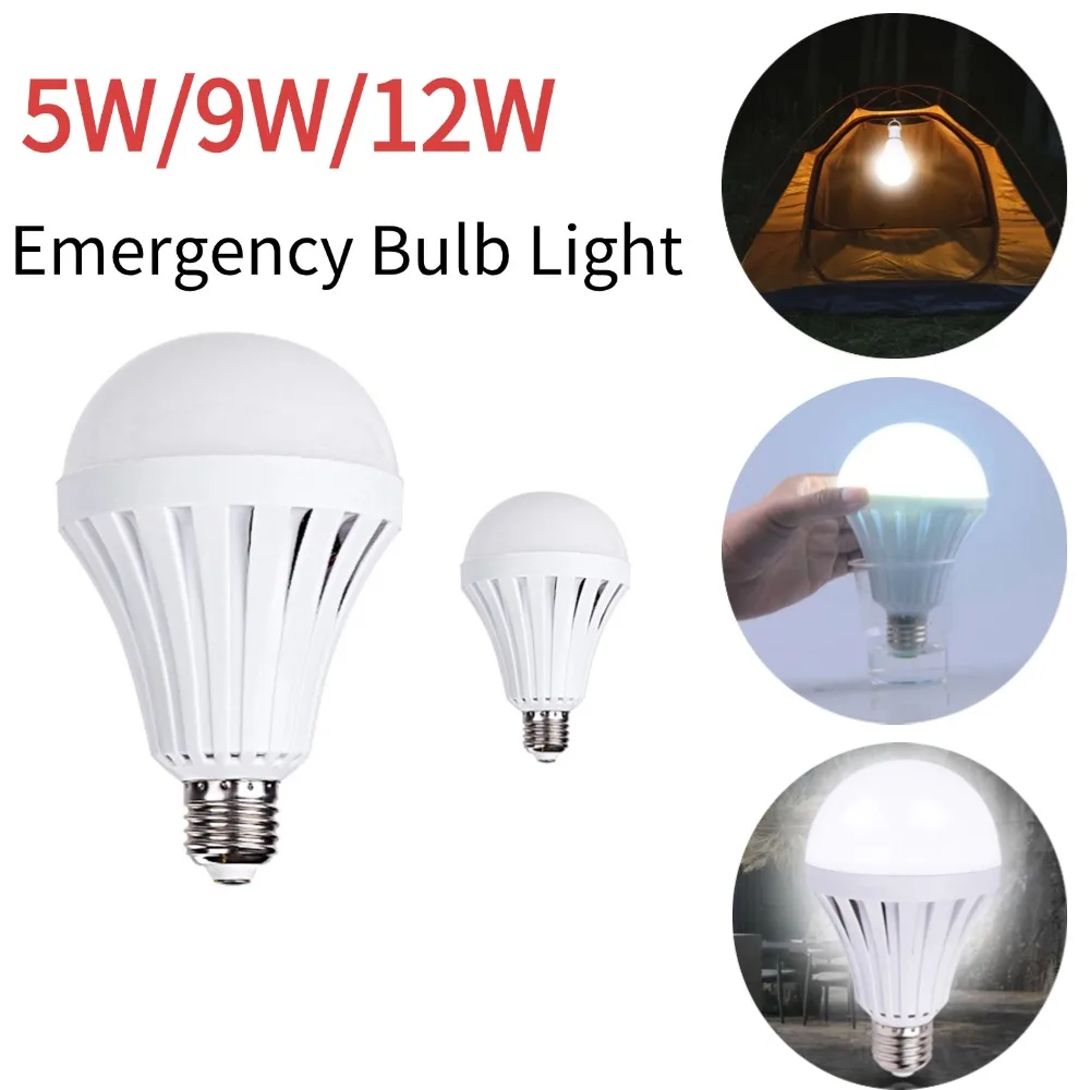 5/9/12W Camping Lantern Bulb Rechargeable E27 LED Smart Light Bulb Energy Saving Lamps Environmentally for Living Room Bathroom