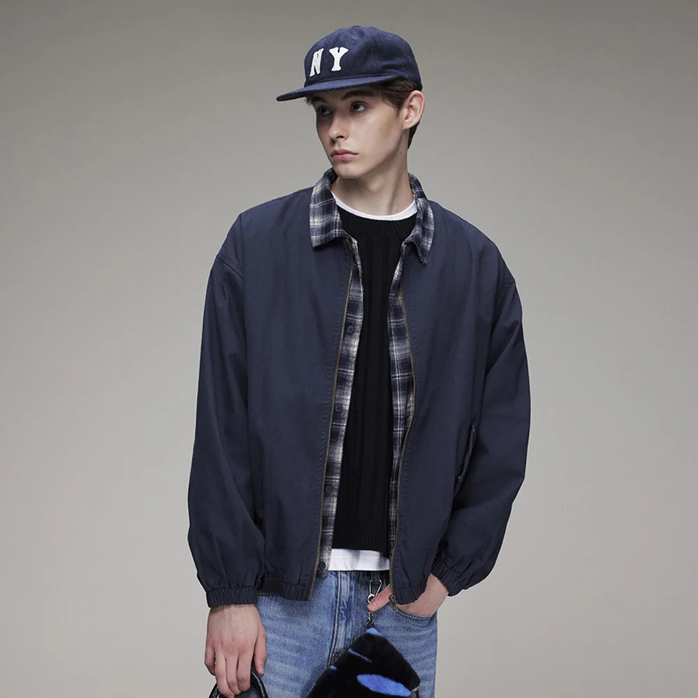 

Men's Spring Autumn Splice Plaid Streetwear Fashion Loose Casual Cargo Jacket Women Lapel Coat Unisex Outerwear
