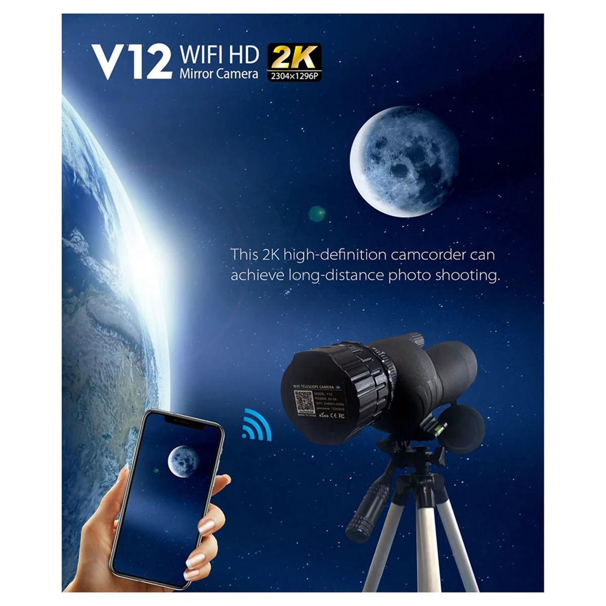 Latest 2K 4 Million High-Definition WiFi Electronic Eyepieces, Telescopes, Bird Watching and Other General-Purpose Calibers