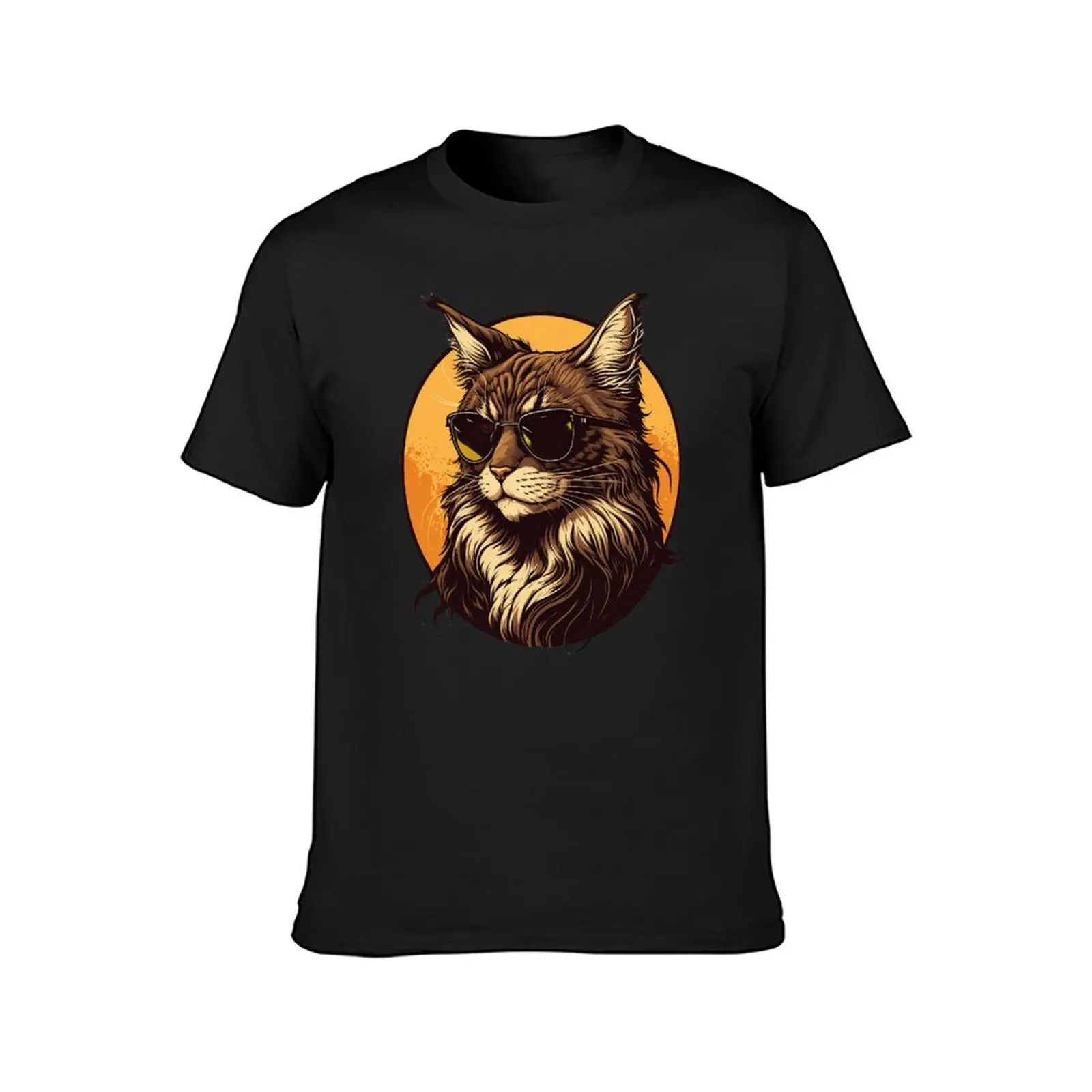 Cat on shades 6 T-Shirt plus sizes vintage clothes Aesthetic clothing customizeds t shirts for men cotton