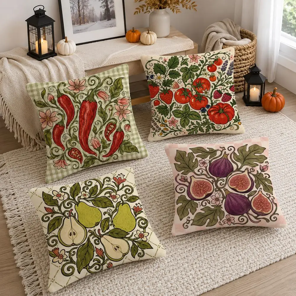 Pattern Botanical Cushion Cover Soft Fluffy Short Plush  Pillow Case Throw Decorative Cushion Covers for Sofa Bedroom Home Decor