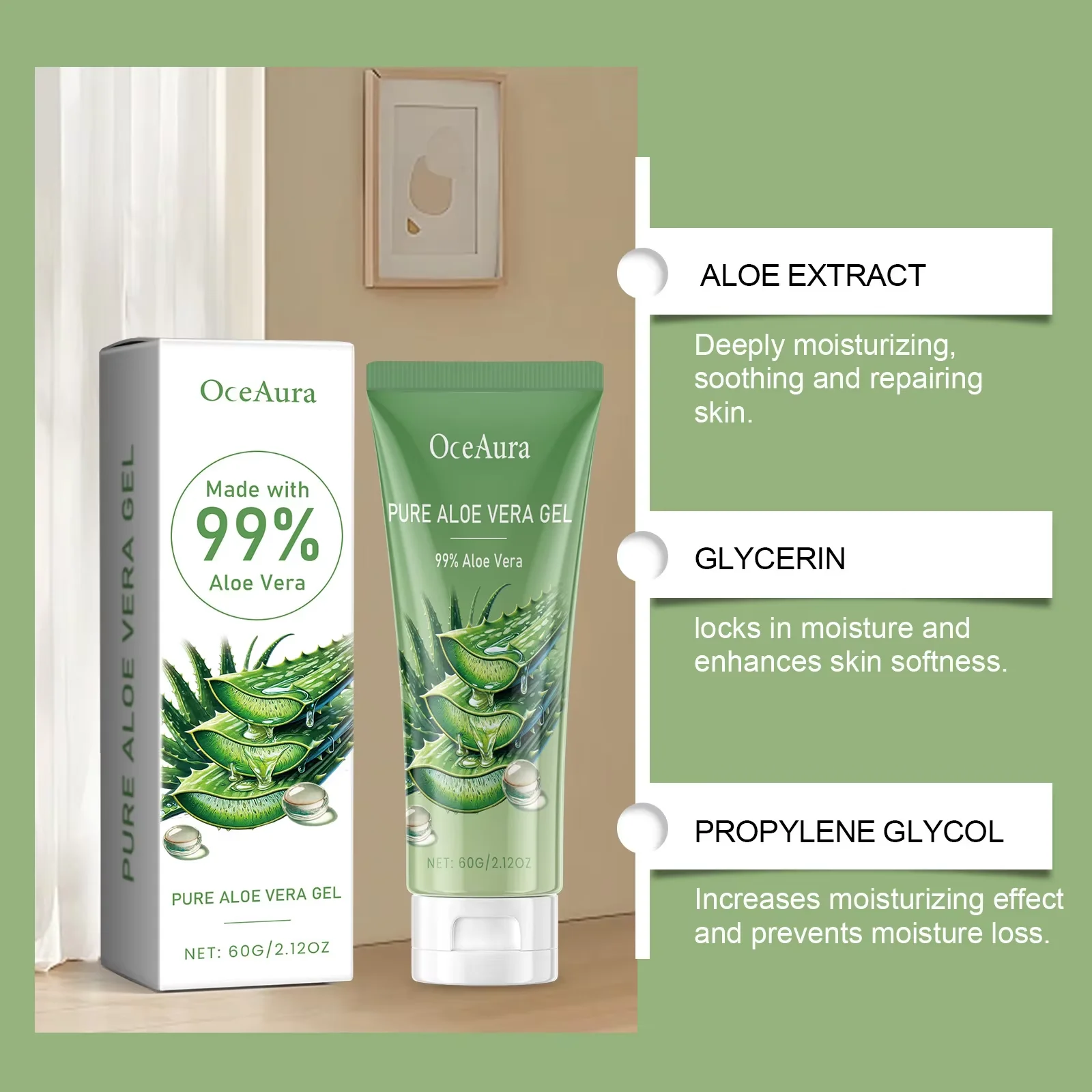 Aloe Vera Gel Pore Shrinking Oil Control Ance Remover Moisturizing Brighten Anti-Aging Facial Essence Beauty Skin Care Products