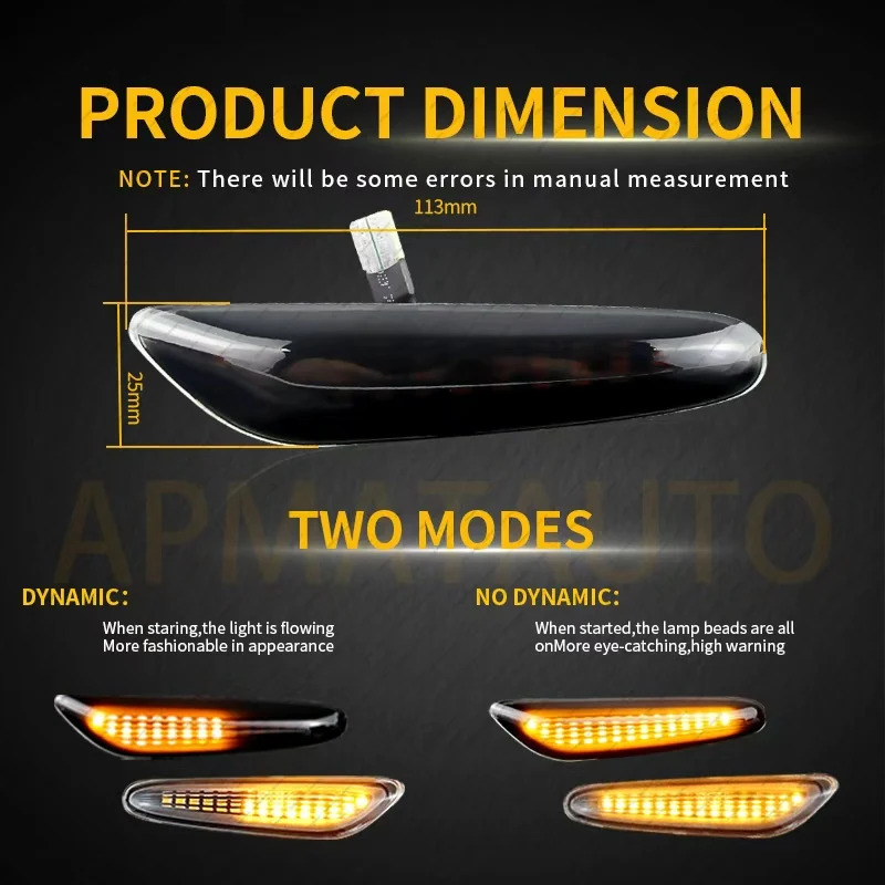 Canbus Dynamic LED Side Marker Lights Turn Signal Lamps For BMW E60 E61 E90 E91 E87 E81 E83 E84 E88 E92 E93 E82 E46 1 3 5 series