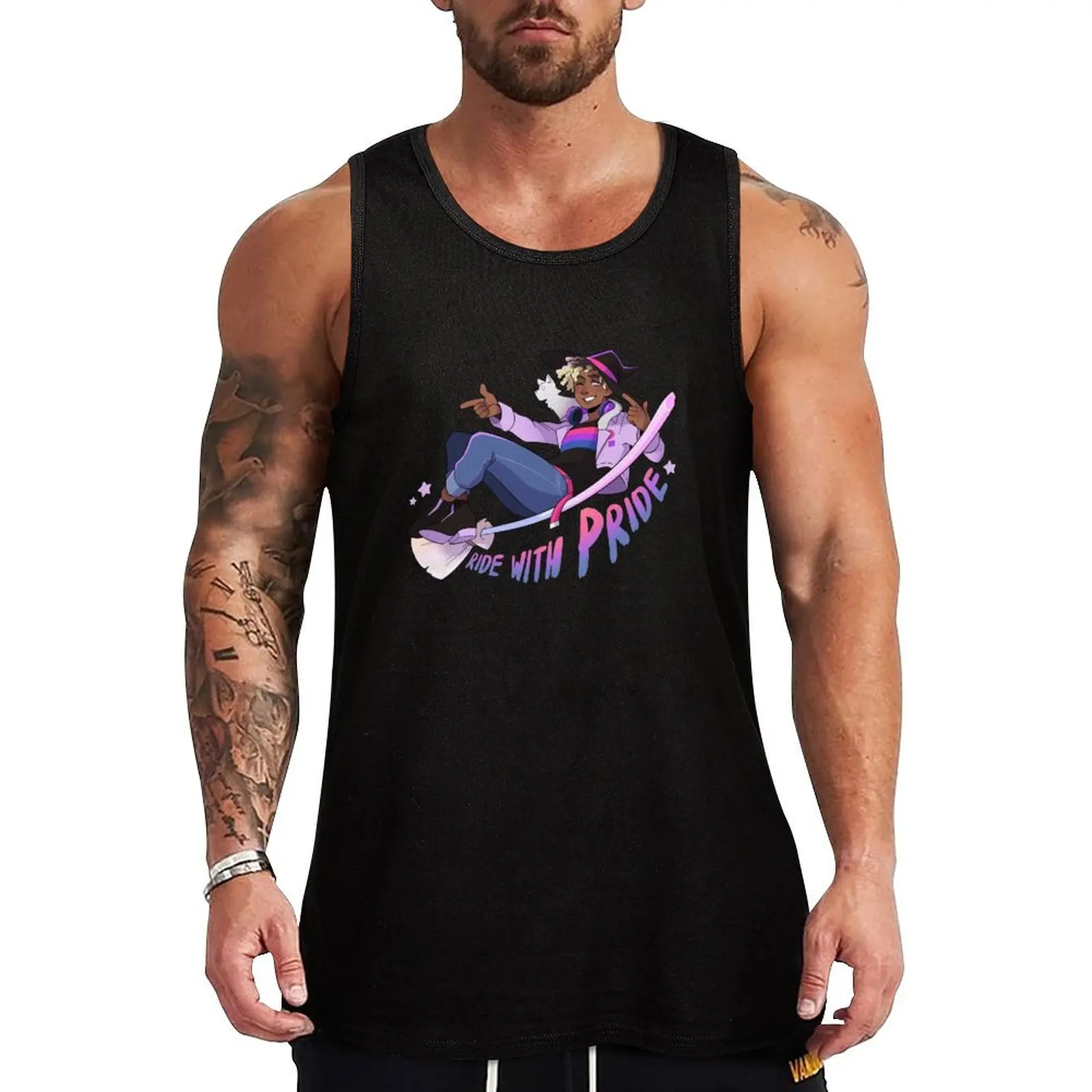 

Ride with Pride - Bi Tank Top gym shirt man sleeveless jackets sleeveless Men's t-shirts summer