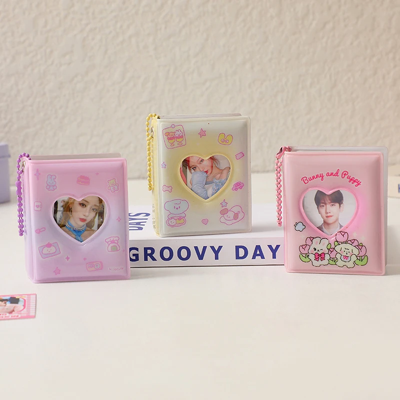 1pc New Mini Cartoon Photo Album PVC Transparent Name Card Holder 32 Pockets Kpop Card Binder Idol Pictures Collect Book