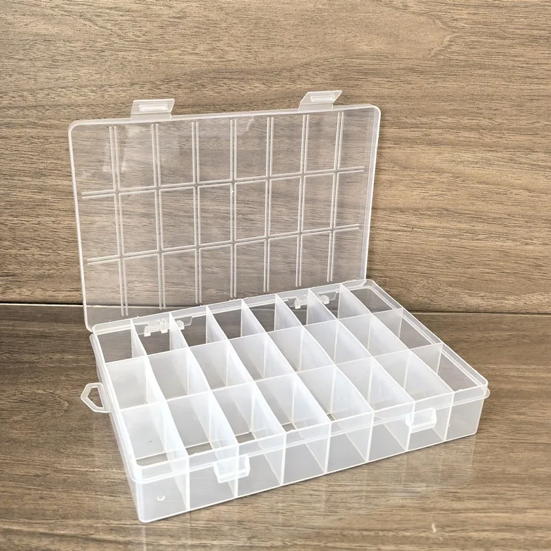 

24 Grids Transparent Plastic Storage Box Jewelry Earring Box Bead Hardware Screw Stationery Accessories Stationery Storage Boxes