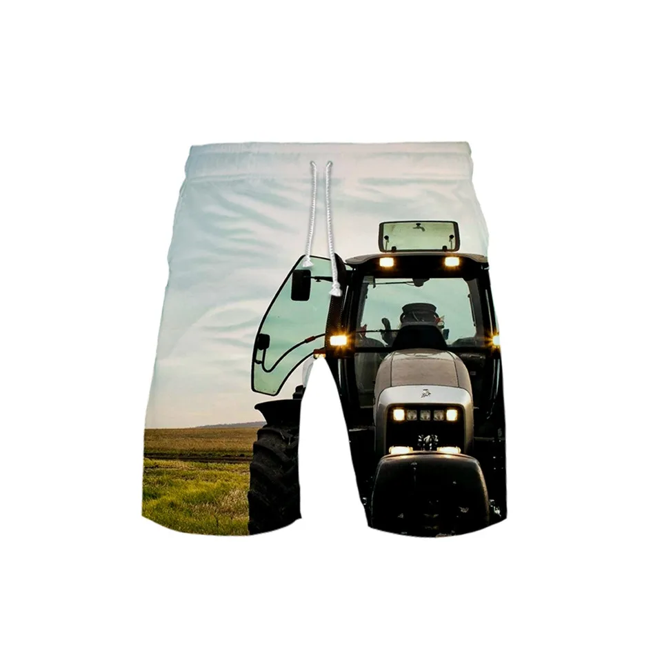 Tractor Pattern Two Pieces Sets Men 3D T Shirts + Shorts Suit Men Summer Tops Tees fashion Tshirt Men Clothing