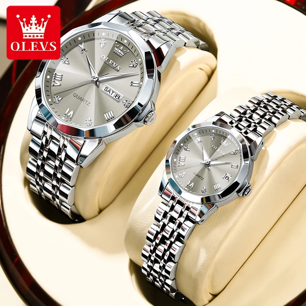 OLEVS-Montre à Quartz Étanche pour Couple, Originale, Tendance, Date, Semaine, Cadeau pour Amoureux, Nouvelle Collection