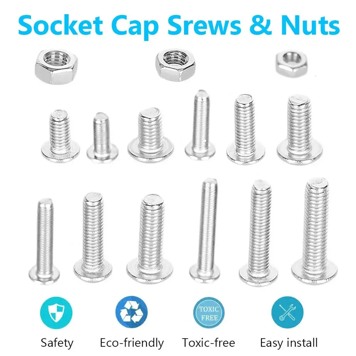 500Pcs Stainless Steel Hex Hexagon Socket Screws Set M3 M4 M5 Round Cap Head Screws Bolts & Nuts Allen Bolt Kit Screw Standoff