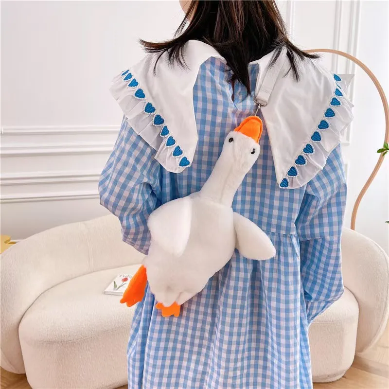 Fur Chicken Plush Bag Ugly Hen Shape Handbag Funny Kawaii Chicken Pendant Keychain Doll Satchel Purse for Women Birthday Gifts