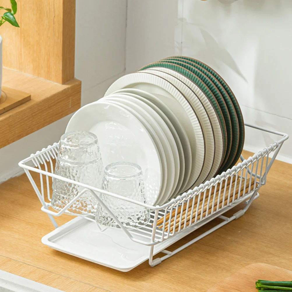 

Metal Dish Drying Basket Removable Draining Tray Kitchen Dish Drainer Shelf Utensils Holder Tabletop Storage Organizer Rack